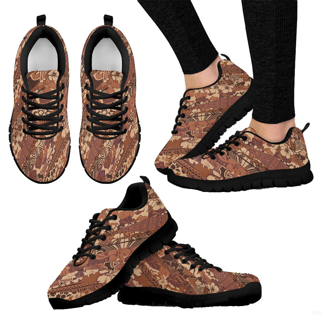 Sneaker Hawaiian Style Hibiscus And Tribal