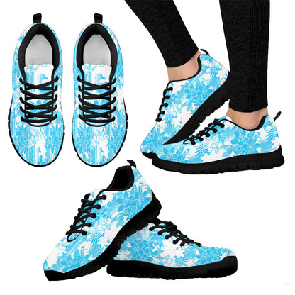 Sneaker Abstract Floral Impression Cyan