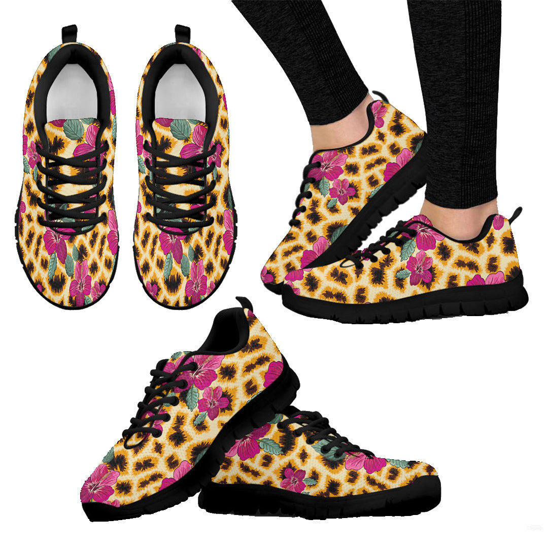 Sneaker Giraffe Skin And Hibiscus Flowers