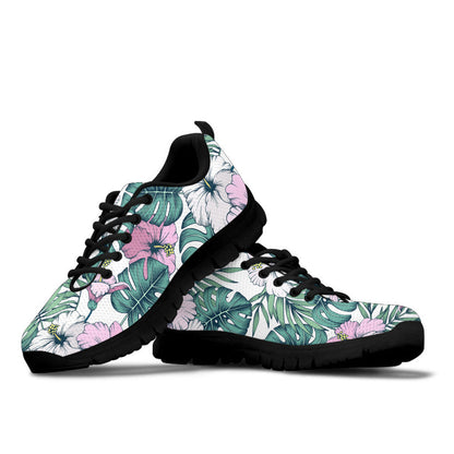 Sneaker Hibiscus Flowers Palm Tropical Pattern