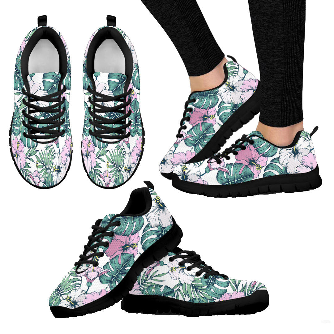 Sneaker Hibiscus Flowers Palm Tropical Pattern