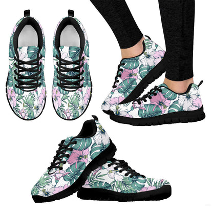 Sneaker Hibiscus Flowers Palm Tropical Pattern