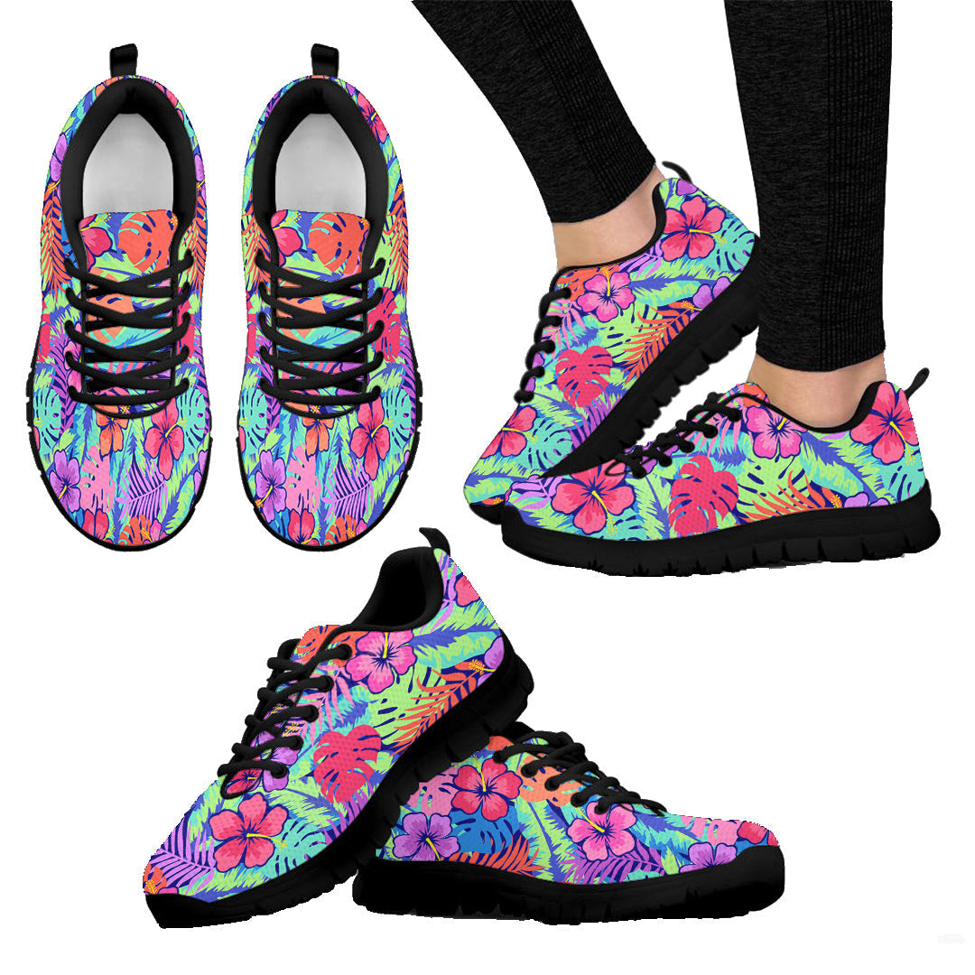 Sneaker Colorful Hand Drawn Hibiscus Flower