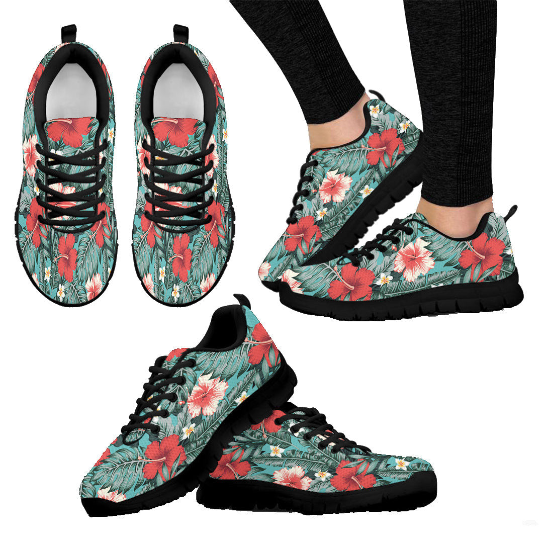 Sneaker Beautiful Red And White Exotic Tropical Flowers