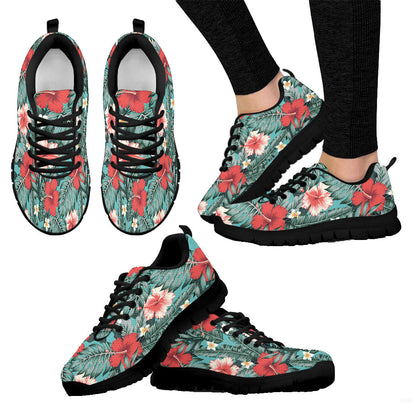 Sneaker Beautiful Red And White Exotic Tropical Flowers