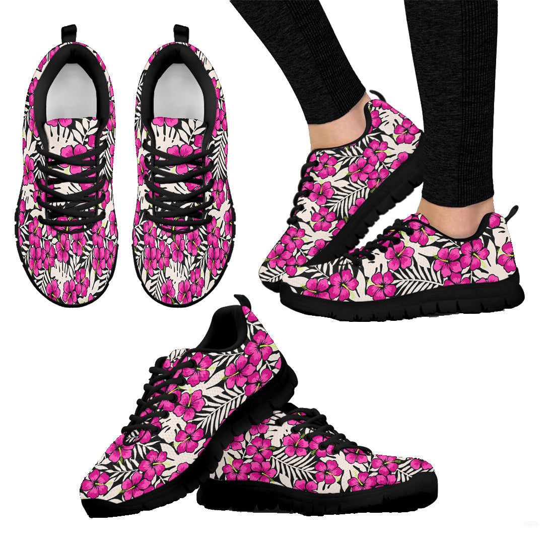 Sneaker Hibiscus Flower With Tropical Leaf