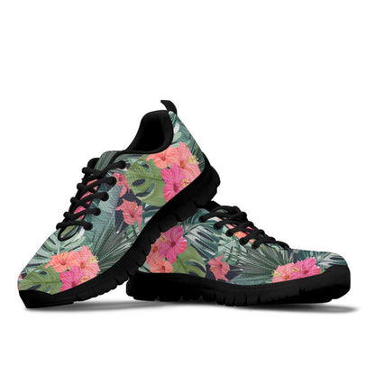 Sneaker Palm Tree Leaves with Flower Hibiscus