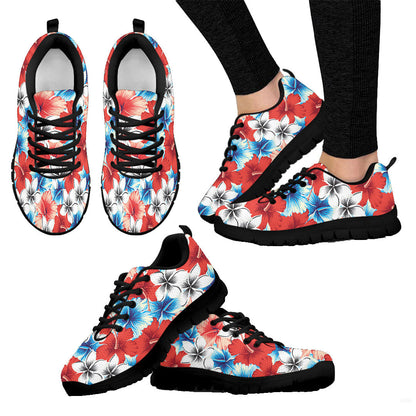 Sneaker Hibiscus Red And Blue Seamless