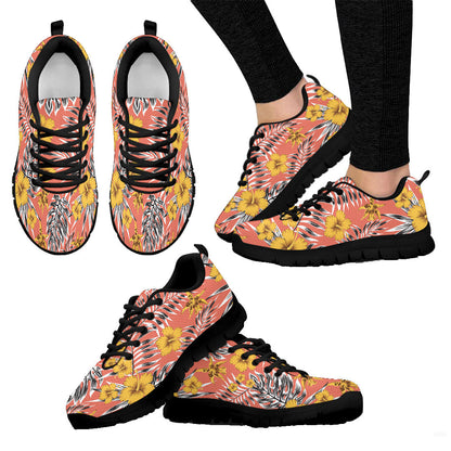 Sneaker Tropical Leaves Yellow Flowers Hibiscus Lily