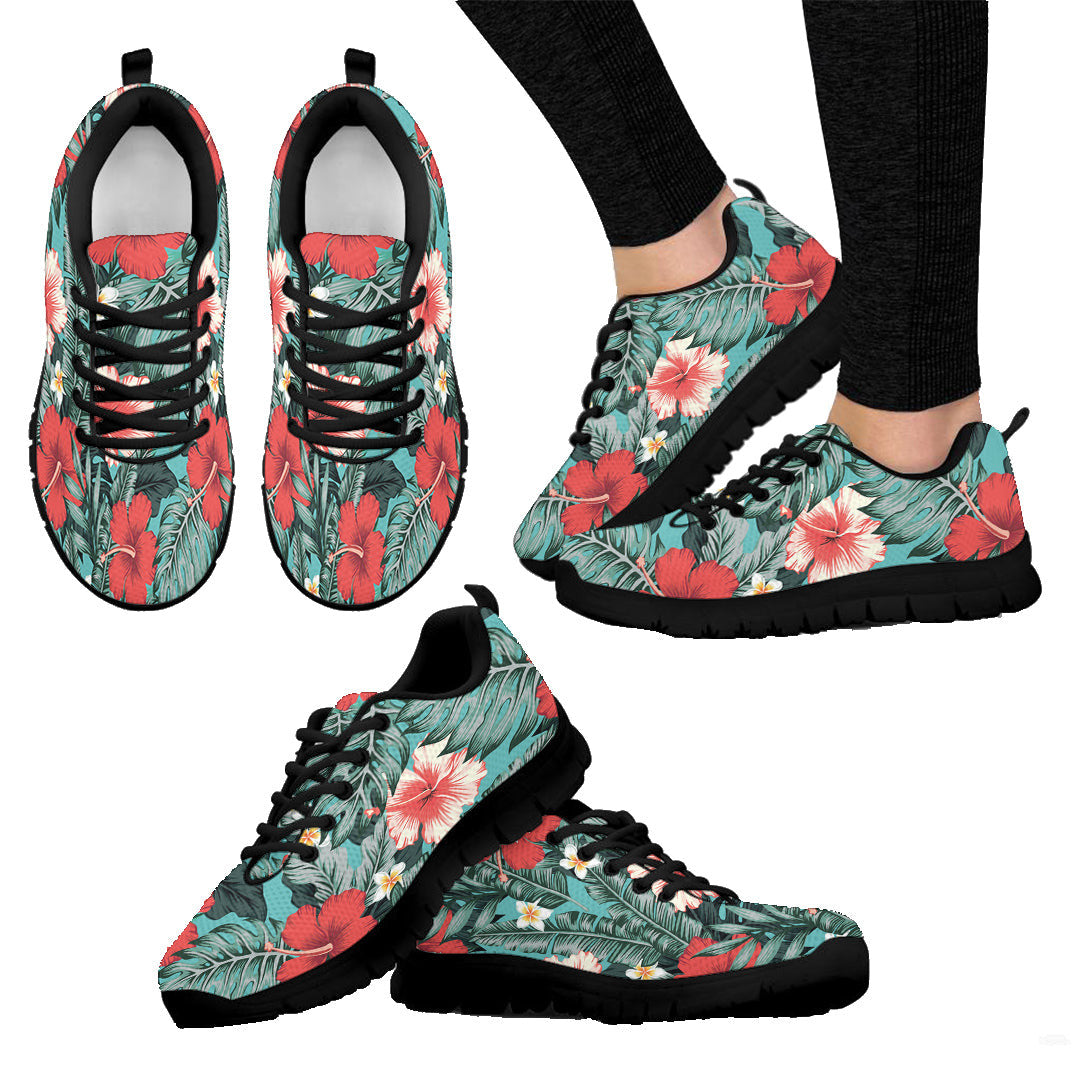 Sneaker Hibiscus Red And White Exotic Tropical