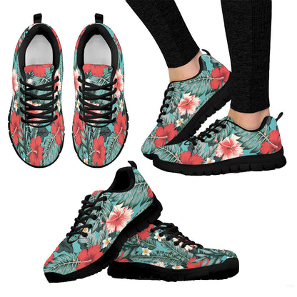 Sneaker Hibiscus Red And White Exotic Tropical