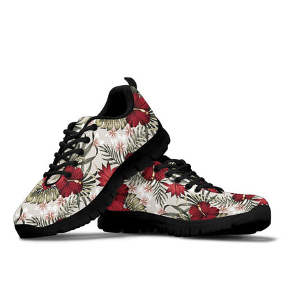 Sneaker Tropical Vintage Red Hibiscus Flower