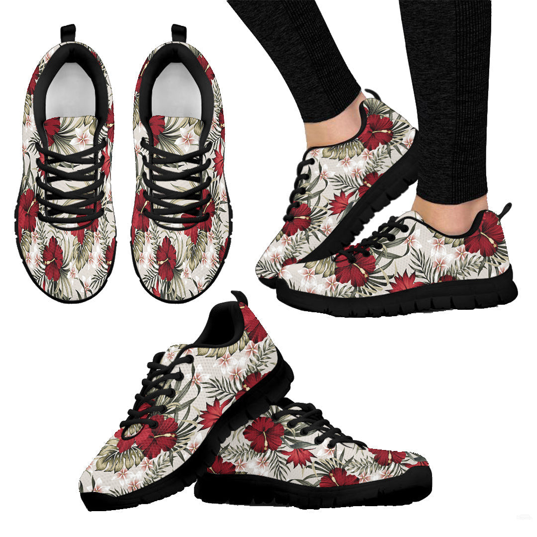 Sneaker Tropical Vintage Red Hibiscus Flower