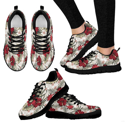 Sneaker Tropical Vintage Red Hibiscus Flower