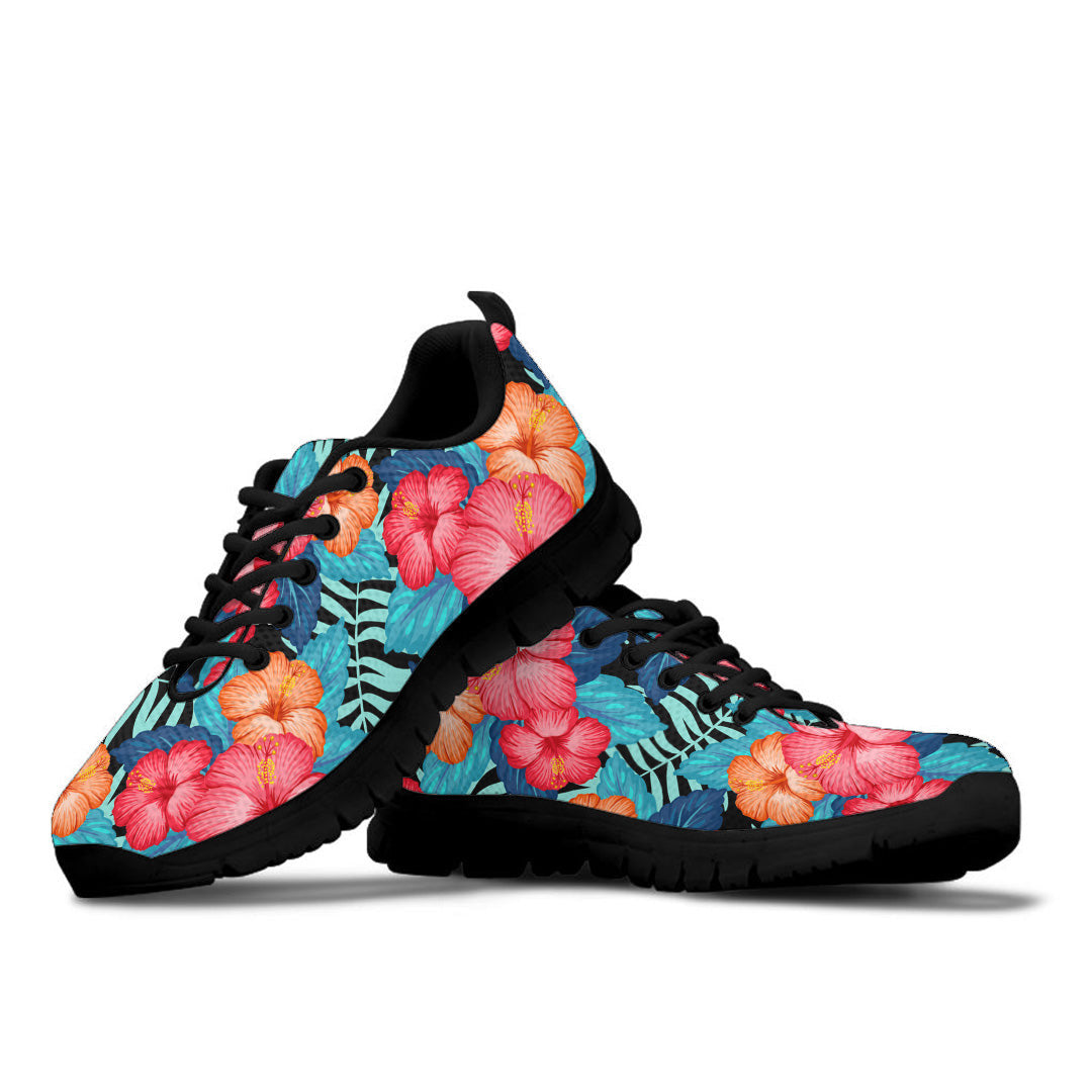 Sneaker Tropical Plants And Hibiscus Flowers