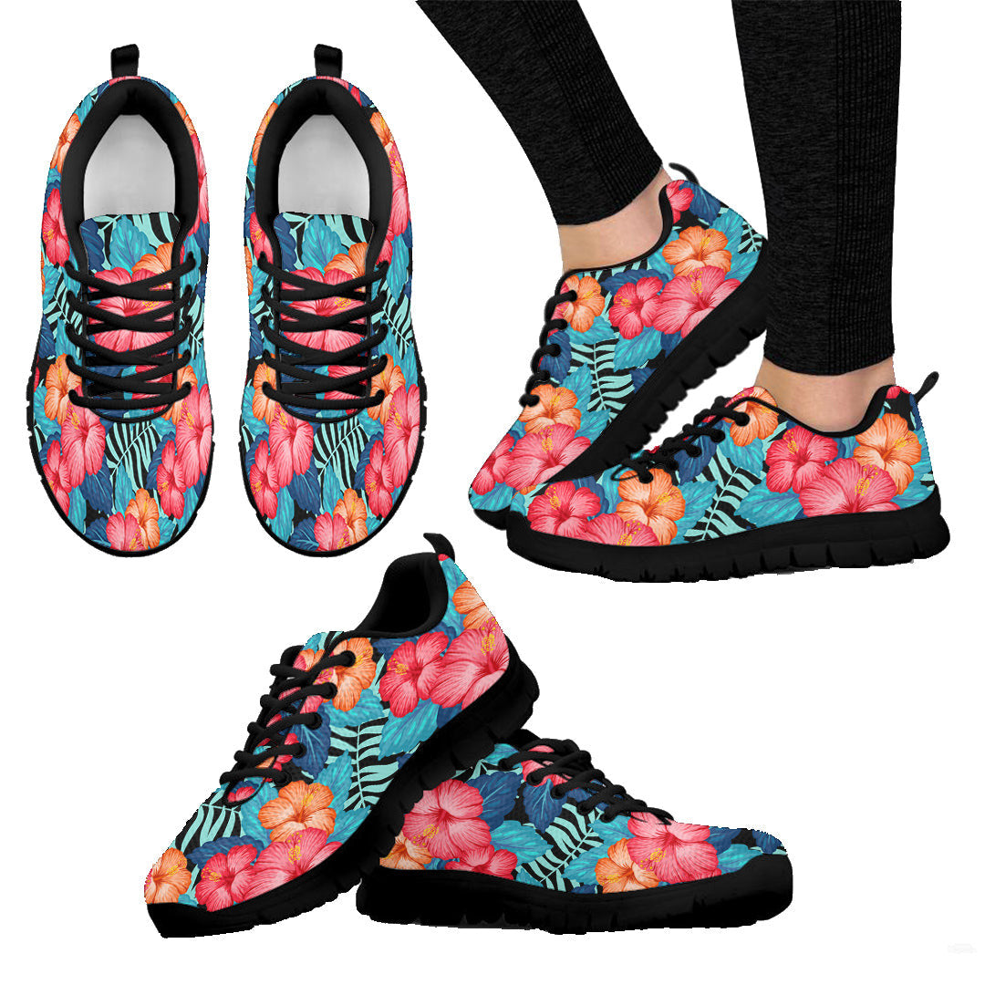 Sneaker Tropical Plants And Hibiscus Flowers