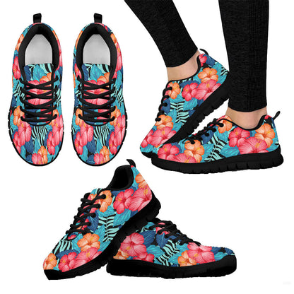Sneaker Tropical Plants And Hibiscus Flowers