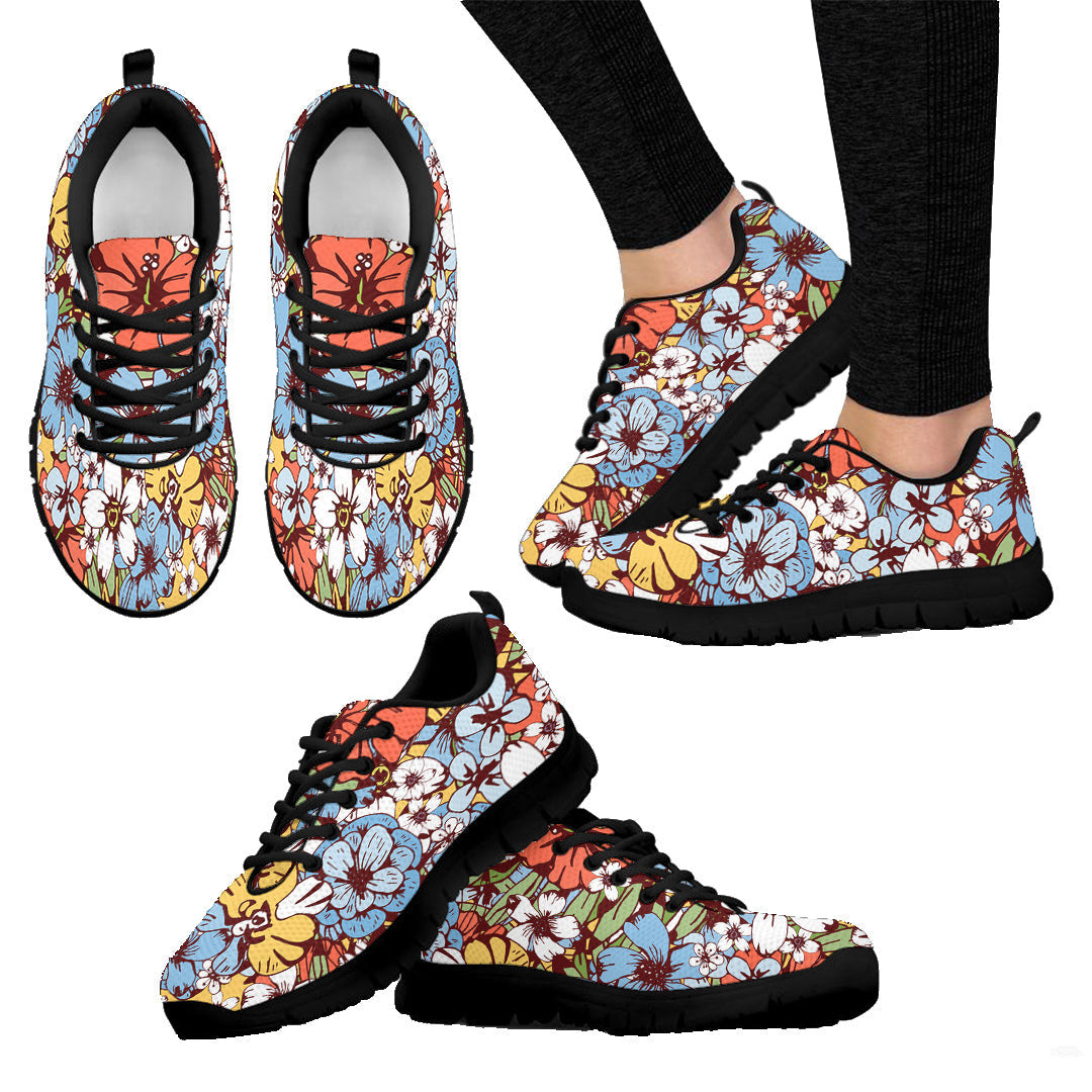 Sneaker Tropical Seamless Flowers And Palm Leaves