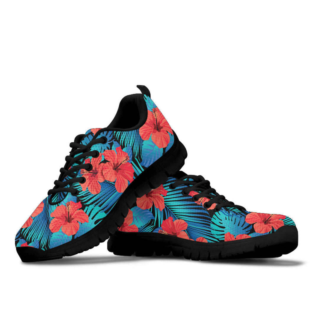 Sneaker Tropical Flowers With Palm Leaves