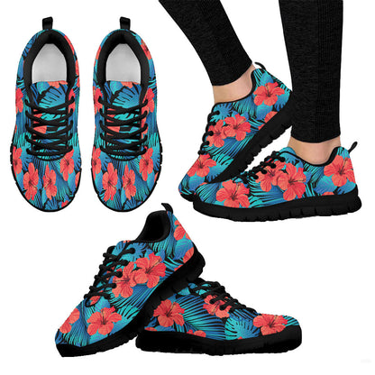 Sneaker Tropical Flowers With Palm Leaves