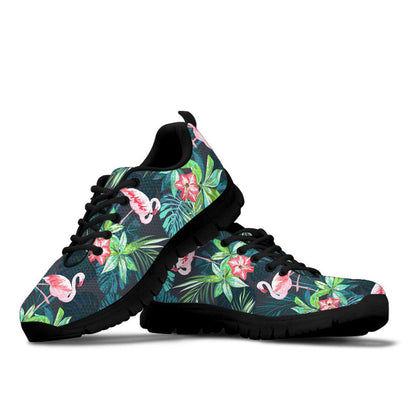 Sneaker Tropical Summer With Flamingo Birds And Flowers