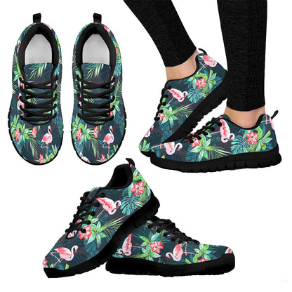 Sneaker Tropical Summer With Flamingo Birds And Flowers
