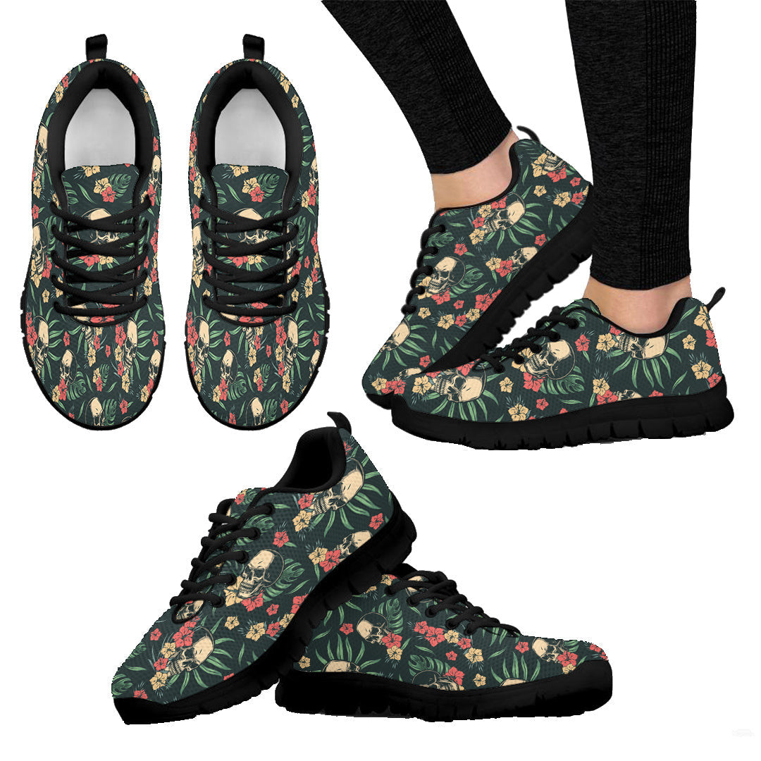 Sneaker Skulls Hibiscus Flowers Palm