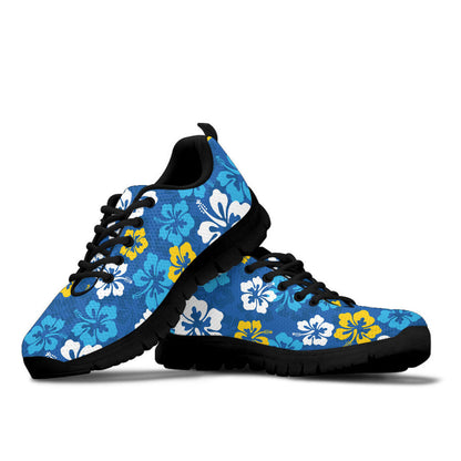Sneaker Seamless Repeat Pattern With Hibiscus Flowers