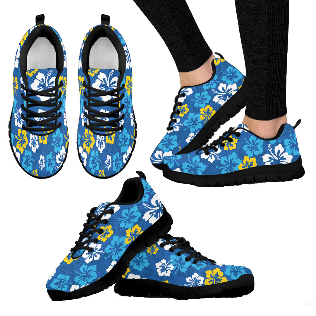 Sneaker Seamless Repeat Pattern With Hibiscus Flowers