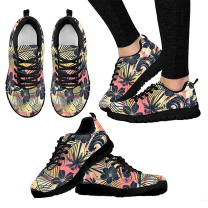 Sneaker Tropical Beach Sunset, Palm And Hibiscus