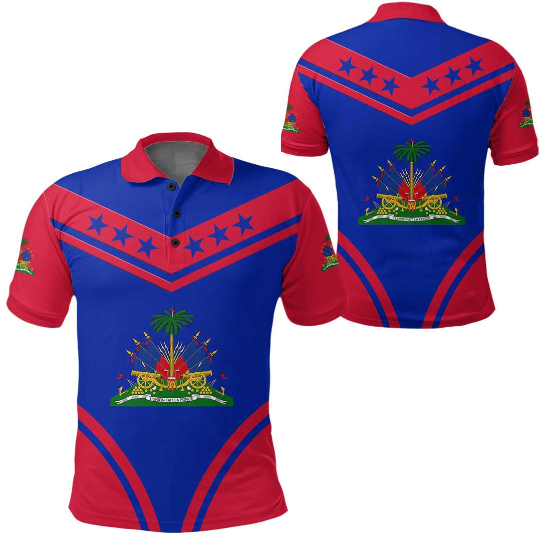 Polo Shirt Haiti Flag Star Polo Shirt