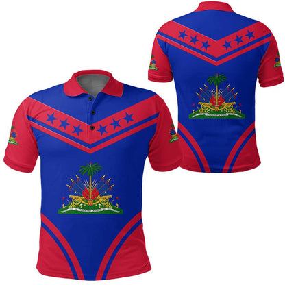 Polo Shirt Haiti Flag Star Polo Shirt