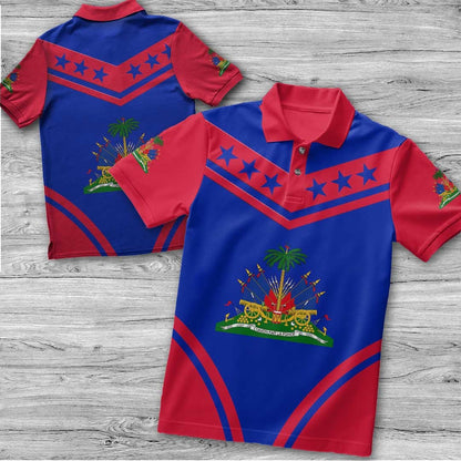 Polo Shirt Haiti Flag Star Polo Shirt