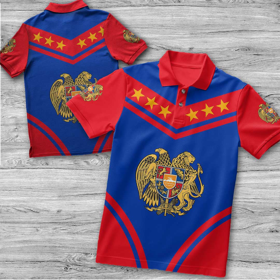 Polo Shirt Armenia Flag Star Polo Shirt