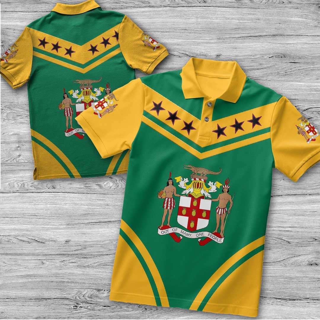 Polo Shirt Jamaica Flag Star Polo Shirt