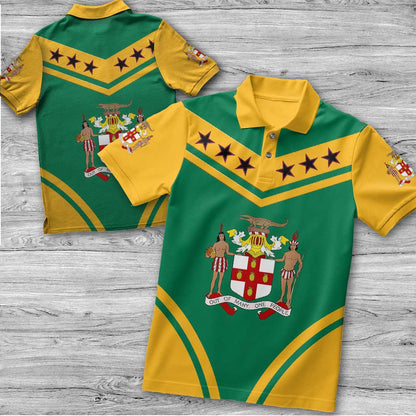 Polo Shirt Jamaica Flag Star Polo Shirt