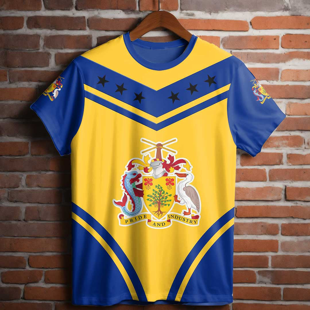 T Shirt Barbados Flag Star Style T Shirt