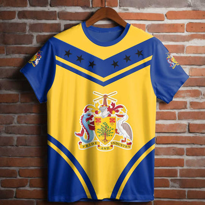 T Shirt Barbados Flag Star Style T Shirt