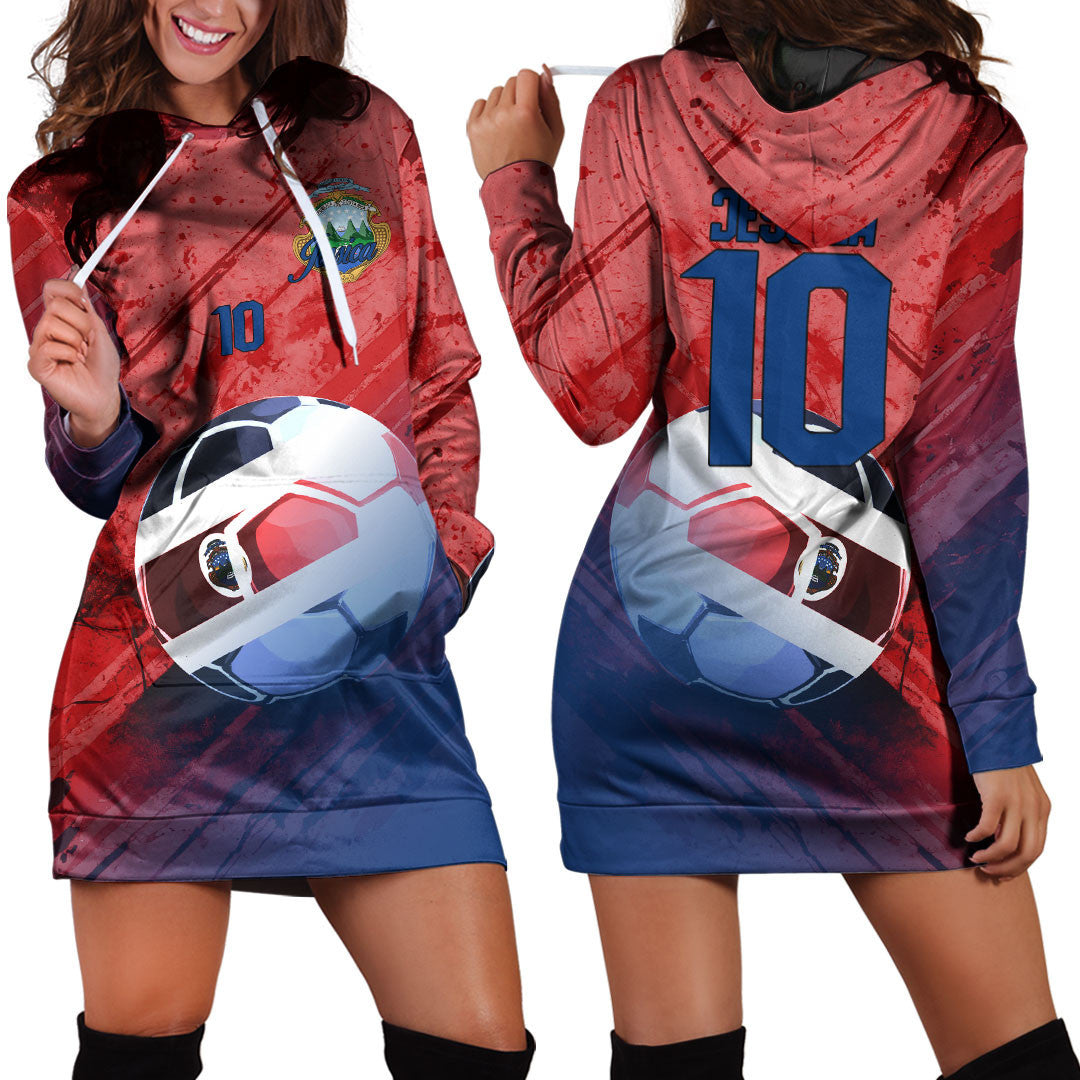 Costa Rica Soccer Hoodie Dress Custom Female Football Fans