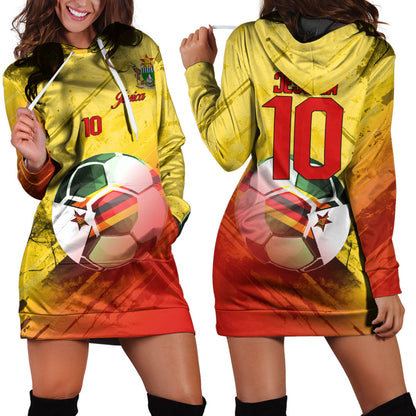 Zimbabwe Soccer Hoodie Dress Custom Female Football Fans