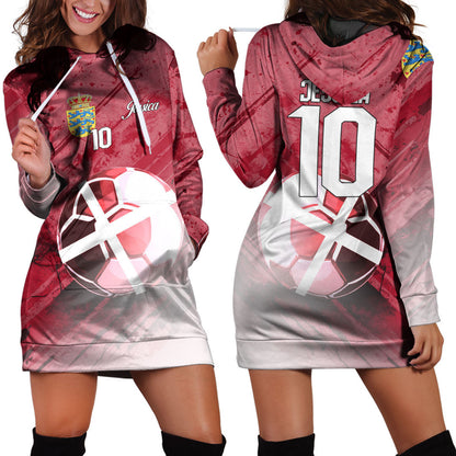 Denmark Soccer Hoodie Dress Custom Female Football Fans