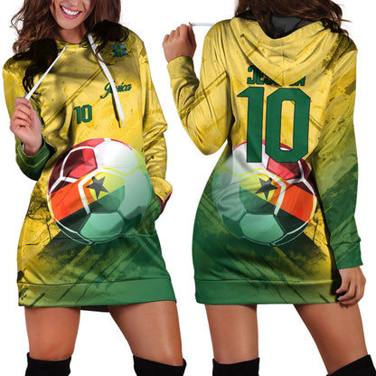 Ghana Soccer Hoodie Dress Custom Female Football Fans