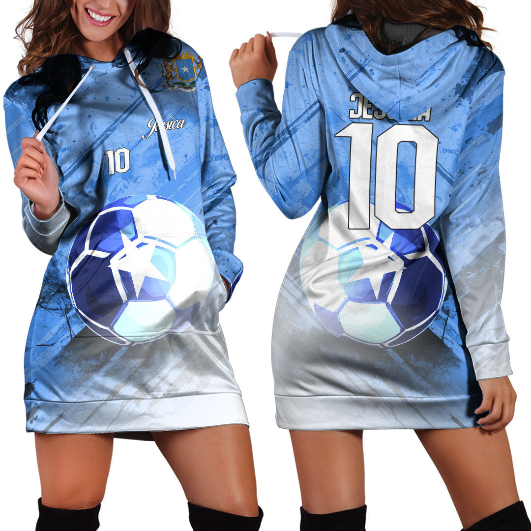 Somalia Soccer Hoodie Dress Custom Female Football Fans