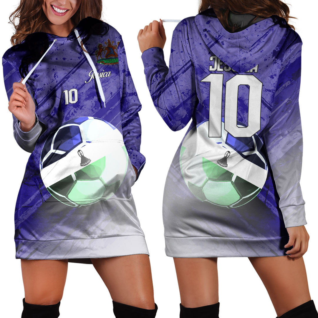Lesotho Soccer Hoodie Dress Custom Female Football Fans