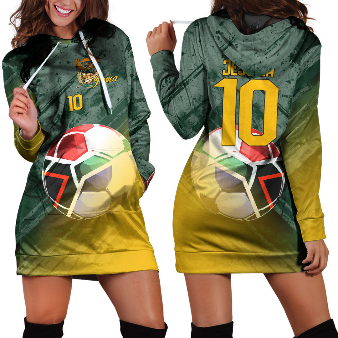 South Africa Soccer Hoodie Dress Custom Female Football Fans