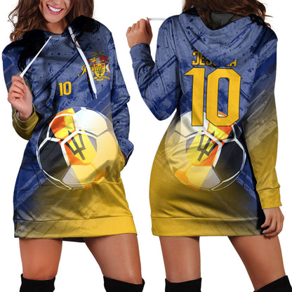 Barbados Soccer Hoodie Dress Custom Female Football Fans