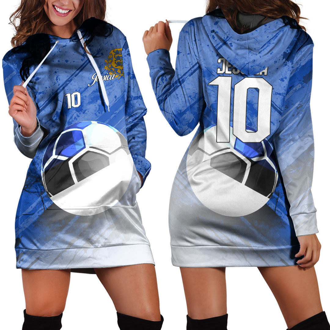 Estonia Soccer Hoodie Dress Custom Female Football Fans
