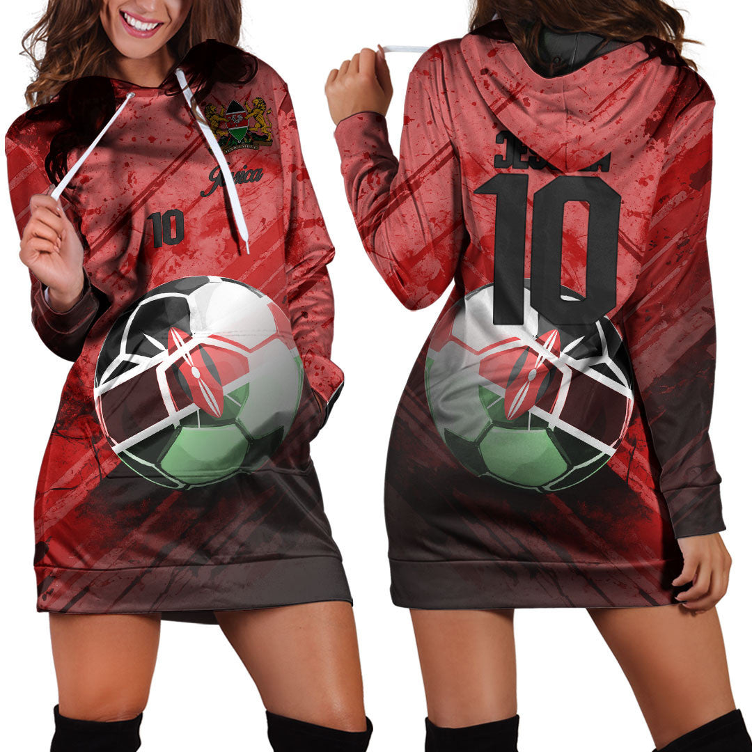 Kenya Soccer Hoodie Dress Custom Female Football Fans