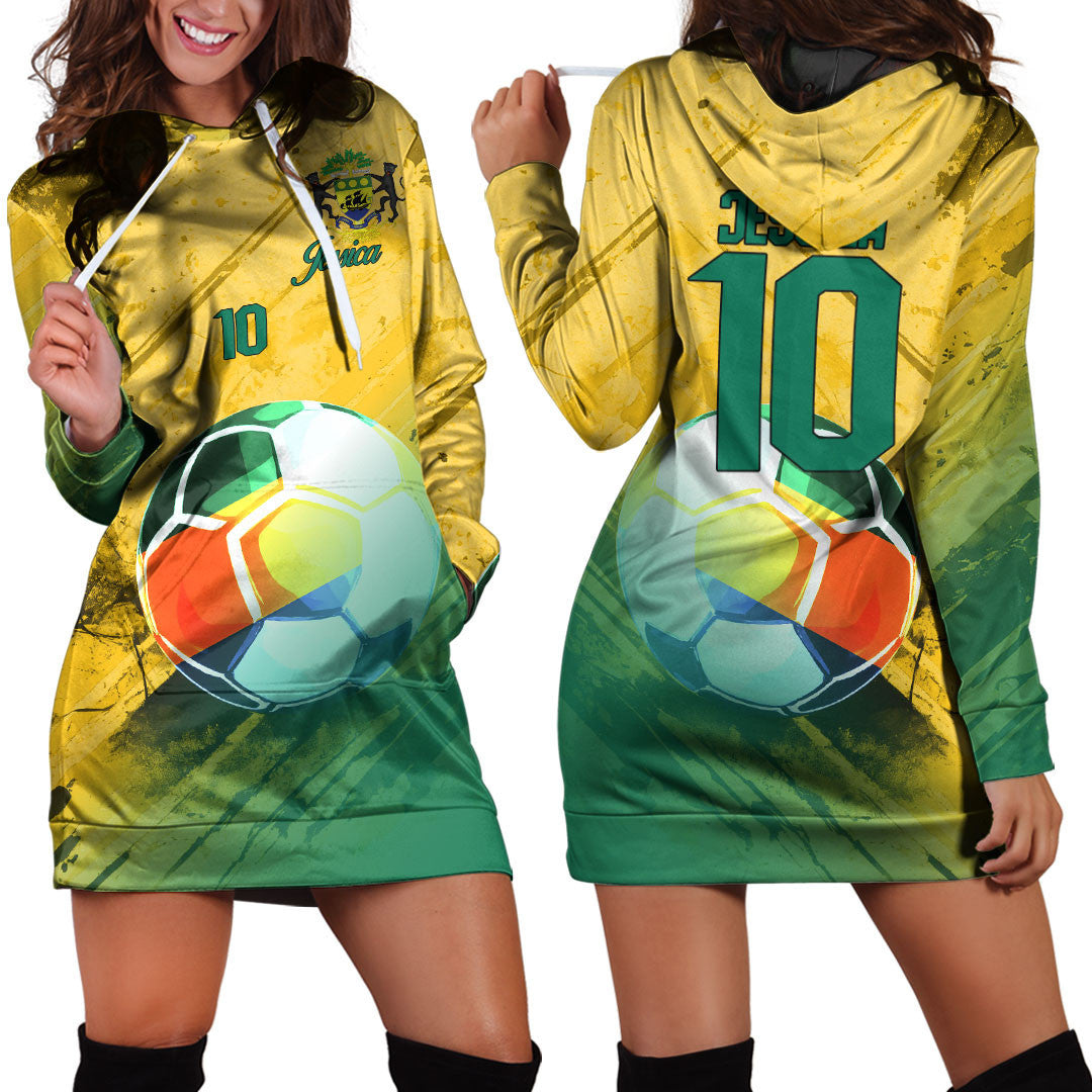 Gabon Soccer Hoodie Dress Custom Female Football Fans
