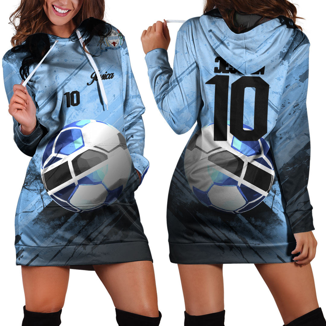 Botswana Soccer Hoodie Dress Custom Female Football Fans